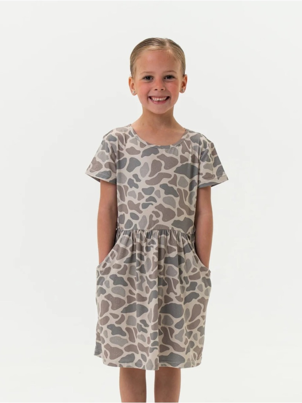 BURLEBO Taupe and Gray Animal Print Pocket Dress